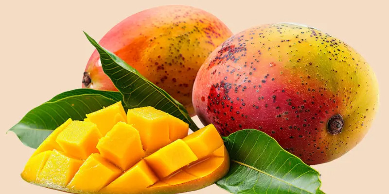 2 Plain Mangoes With One Cut Mango 2 plain mangoes with one cut mango