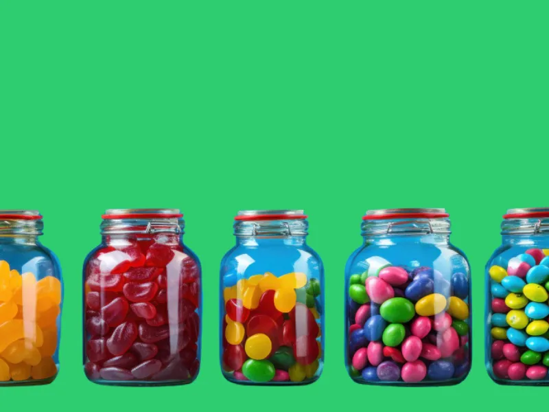 Different jars with different candies