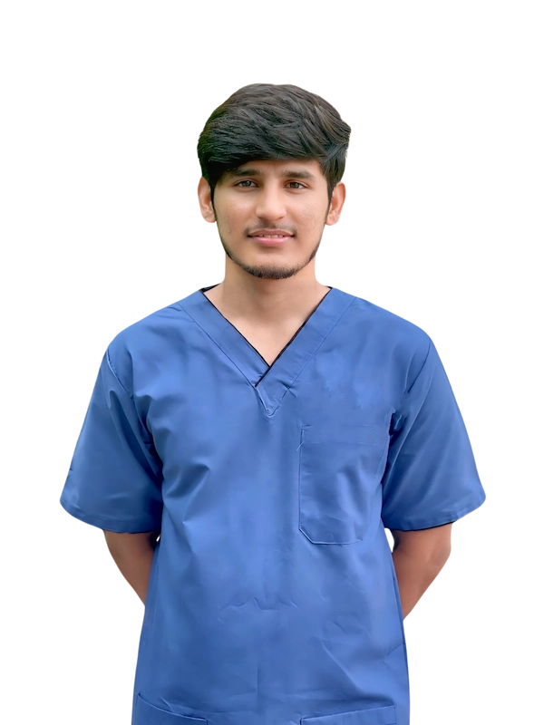 Dr Jawwad Ahmad Smiling In A Blue Scrub Dr jawwad ahmad smiling in a blue scrub