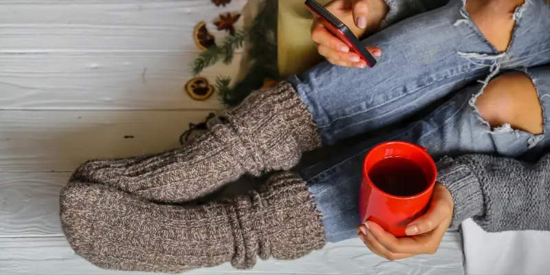 Feet Of A Girl Wearing Winter Socks Feet of a girl wearing winter socks