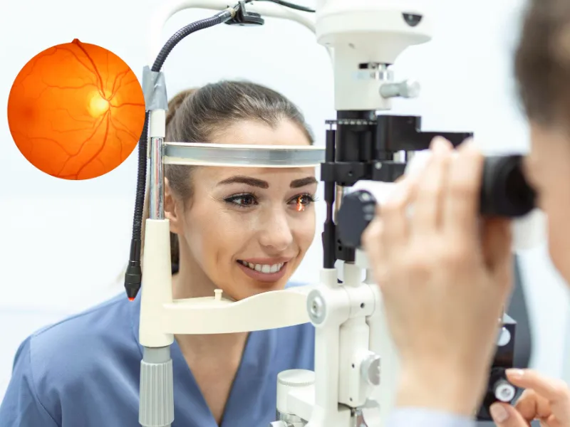Retinal Check Up Of A Female Patient Retinal check up by a doctor